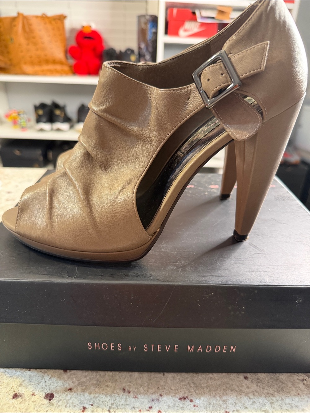 Steven MaddenTaupe Peep-Toe Ankle Boots